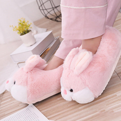 Rabbit Plush Slippers Adorable Warm House Shoes for Bedroom-BS01132-Veeddydropshipping