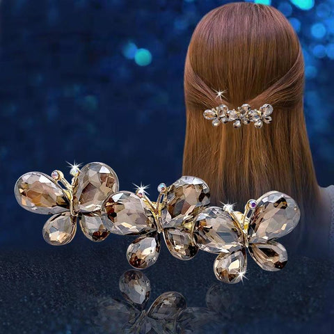 Korean Purple Crystal Butterfly Hair Jewelry -JW00539-Veeddydropshipping