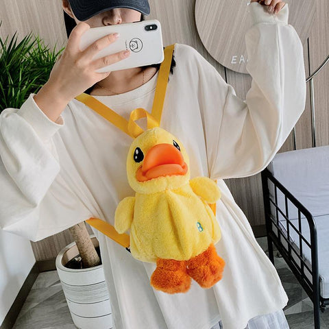 Anime Cartoon Figure Plush Toy Girl Boy Backpack Little Yellow Duck-TB00013-Veeddydropshipping