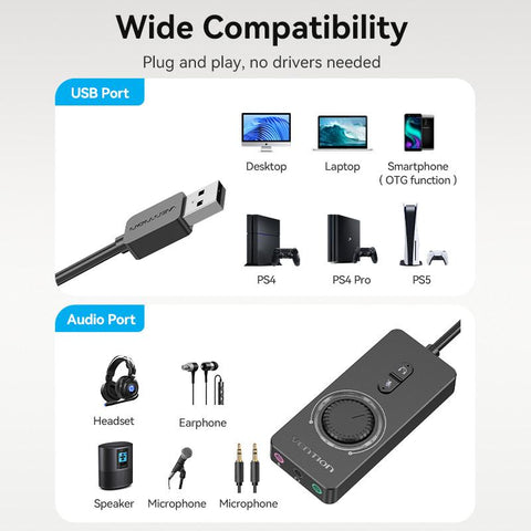 USB External Sound Card Audio Adapter  Earphone Microphone-CO00087-Veeddydropshipping