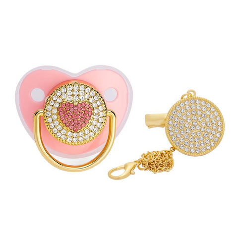 Heart Pacifier Clips Chain Lid Baby Shower Gift Silicone Newborn Dummy-TB00712-Veeddydropshipping