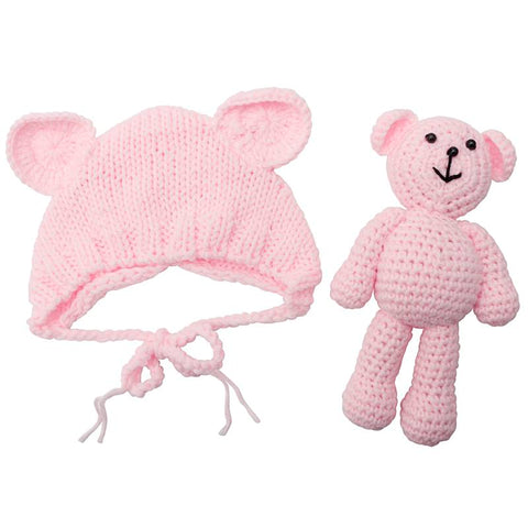 2 Pcs/Set Crochet Hat Bear Photography Props for 0-3 Month Babies Pants-TB00808-Veeddydropshipping
