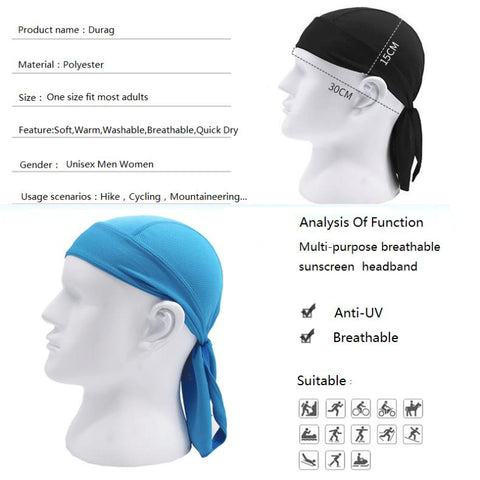 Quick Dry Pure Cycling Durag Head Scarf Summer Men Running Riding Bandana-OS01061-Veeddydropshipping