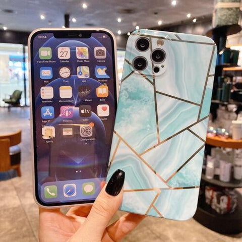 Geometry Marble Soft TPU Case Cover For iPhone 13 12 Pro Max 11 XS XR X 8 7 Plus-PA00123-Veeddydropshipping