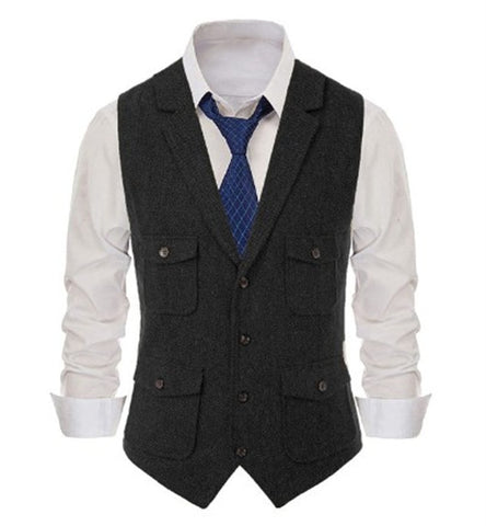 Sleeveless Jackets Herringbone Waistcoat Wedding Suits-MF01273-Veeddydropshipping