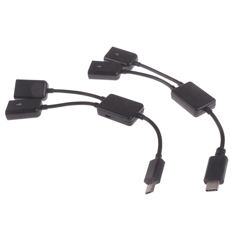 Micro USB / Type C to 2 OTG Dual Port HUB Cable Y Splitter -CE00040-Veeddydropshipping