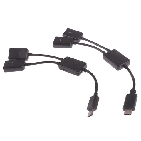 Micro USB / Type C to 2 OTG Dual Port HUB Cable Y Splitter -CE00040-Veeddydropshipping
