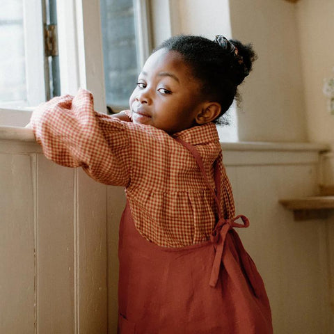 Girl&#39;s Simple Pinafore Shaped Linen Dress Summer New Baby Girl-TB00886-Veeddydropshipping