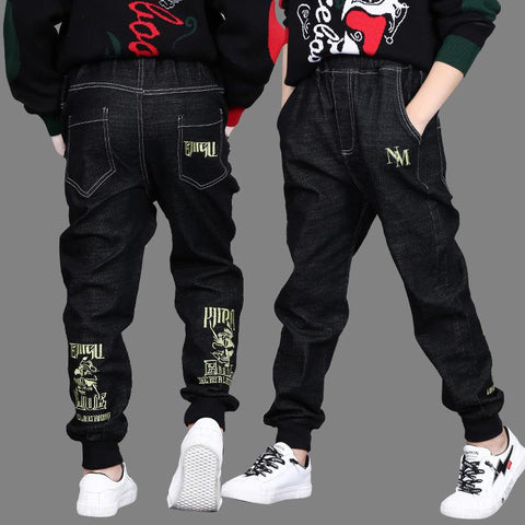 Casual Big Boys Jeans Pants Autumn Washing Black Denim Trousers Kids-TB01294-Veeddydropshipping