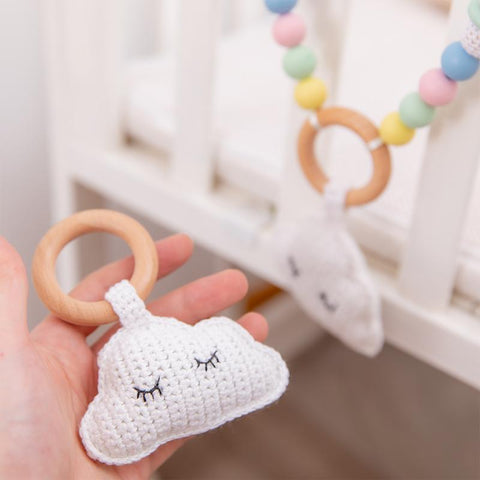 1pc Baby Wooden Rattle Crochet Clouds Gym Play For Kid Mobile Bed-TB00544-Veeddydropshipping