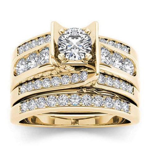 Romantic Heart Zircon Engagement Ring Set, suitable for women-JW00034-Veeddydropshipping