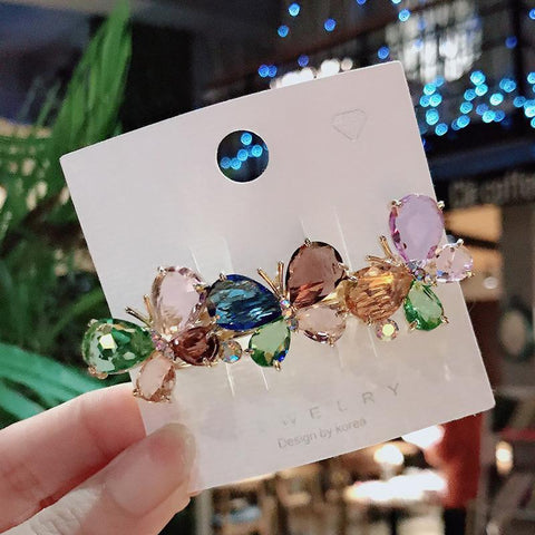 Korean Purple Crystal Butterfly Hair Jewelry -JW00539-Veeddydropshipping