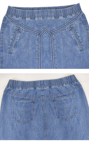Oversize Fashion Street Skirt A Line Denim Skirt-WF00455-Veeddydropshipping