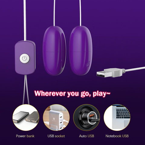 USB double jump egg vibrator fun toy female mute strong vibration jump egg -BH01239-Veeddydropshipping