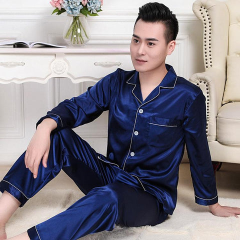 Sleepwear Set Pijama Set Long Sleeve Sleep Tops Trousers Sleep Wear Men-MF01577-Veeddydropshipping