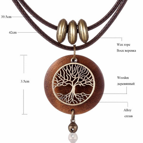 Chokers Necklaces Vintage Jewelry  Design Wooden Pendants-JW01261-Veeddydropshipping