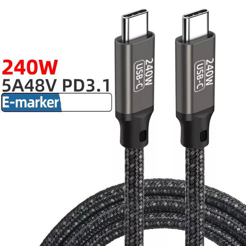 Cable Usb Type C 100W 240W Nylon Braided Fast Charging Data Line for Xiaomi Samsung-PA00448-Veeddydropshipping