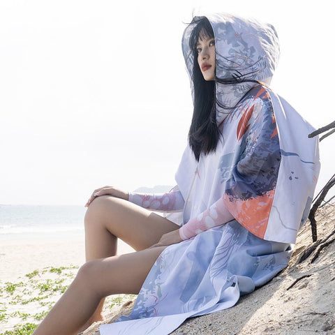 Quick Dry Microfiber Poncho Towel For Adults Men Women Surf Beach Wetsuit Changing-OS00114-Veeddydropshipping