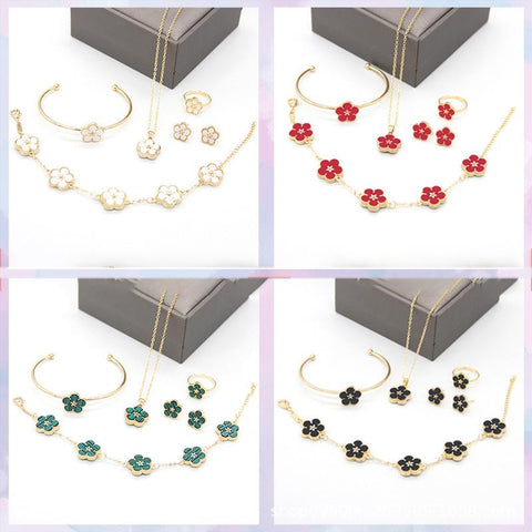5pcs/Set Flower Pattern Designer Women Jewelry Set  -JW00336-Veeddydropshipping