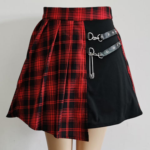 Women Punk Irregular Mini Pleated Skater Skirt-WF00501-Veeddydropshipping