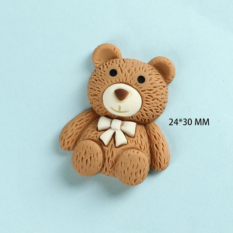 Caroon Bear Resin Cabochon Flatbacks Bows Accessories-HA00340-Veeddydropshipping