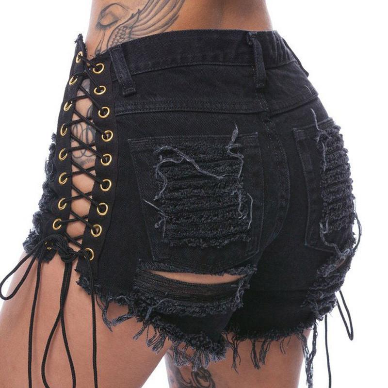 Women Sexy Denim Shorts Jeans-WF00634-Veeddydropshipping