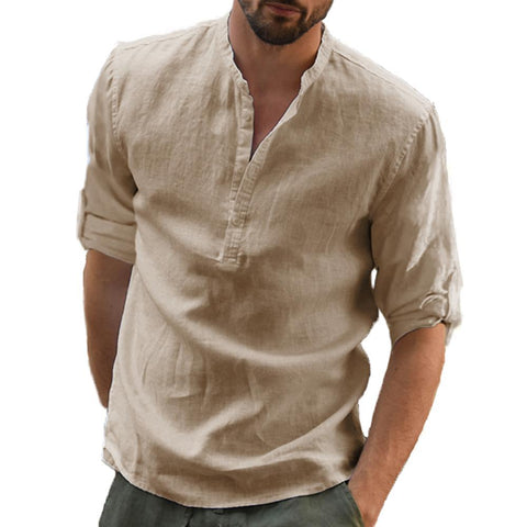 Casual Shirt Cotton Linen Shirt Loose Top Long Sleeve-Veeddydropshipping