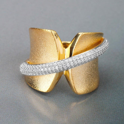 Luxury Grind Arenaceous Bold Ring With Cubic Zirconia Stones -JW00400-Veeddydropshipping