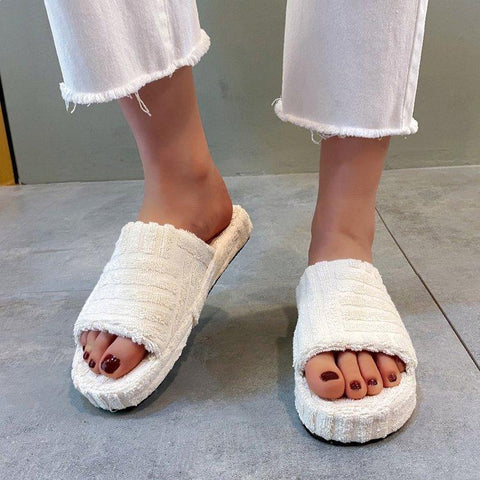 Flat Towel Slippers Thick Soles Wear Fashion Hight Street-BS01135-Veeddydropshipping