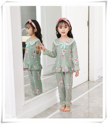 2 Pcs Cotton Girls Pajamas Sets Autumn Winter Long Sleeve Girls-TB01057-Veeddydropshipping