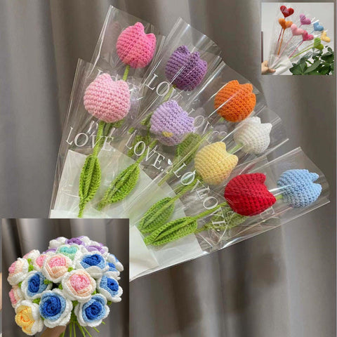 DIY Rose Flower Hand-Woven Imitation Crochet  Flower-HA00695-Veeddydropshipping