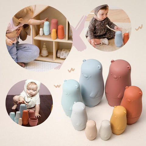 Silicone Matryoshka Stacking Toy Russian Nesting Dolls Baby Montessori-TB00509-Veeddydropshipping