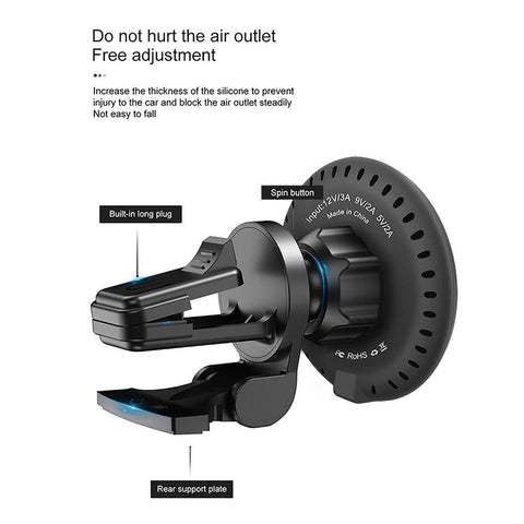 Magnetic Car Charger Mount 30W Qi Fast Charging Air Vent Magnet Phone Holder-PA01037-Veeddydropshipping