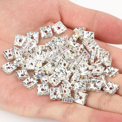 Square Rhinestone  Crystal Spacer Beads For Jewelry Making DIY -JW01510-Veeddydropshipping