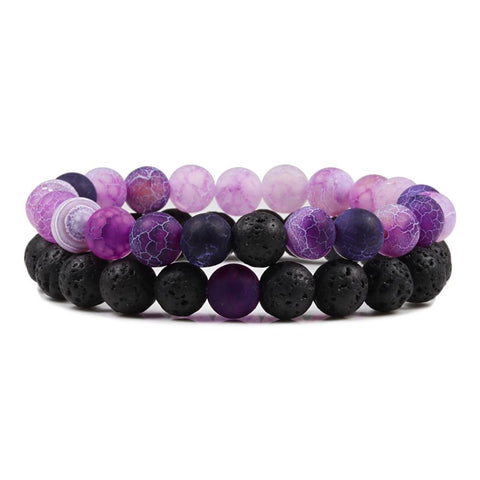 1-2PCS Beaded Bracelets Bangles Set Natural Lava Stone-JW00924-Veeddydropshipping