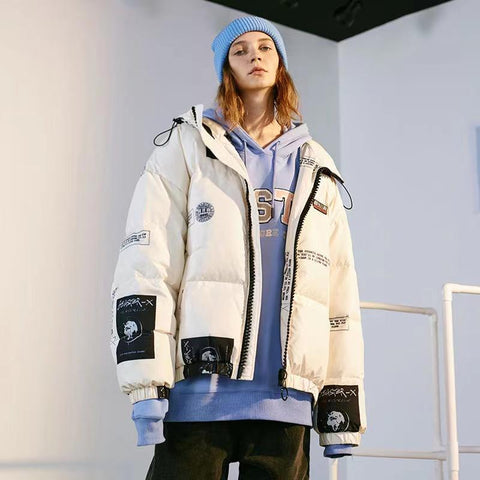 Down Jacket Little Devil Smiley Print Letter Hip Hop-Veeddydropshipping
