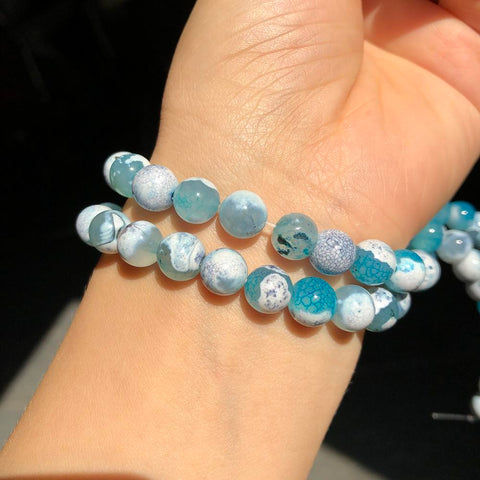 Natural Stone Blue Agates Dragon Round Loose Beads For Jewelry -JW01514-Veeddydropshipping