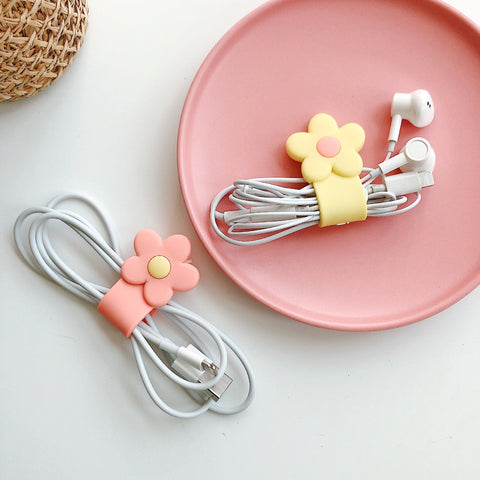 For Phone USB Line Buckle Cute Silicone Flower Cable Organizer Winder Wire Protector Cable-PA00877-Veeddydropshipping