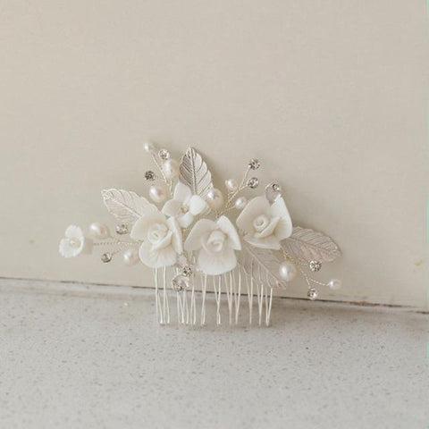 Freshwater Pearls  Flower Wedding Women Hair Jewelry -JW00517-Veeddydropshipping