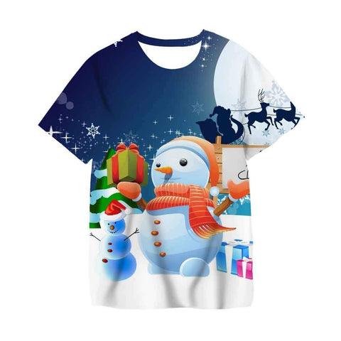 3-14Ys Kids Clothes Santa Claus With Deer Graphic Tee Shirt Merry-TB01158-Veeddydropshipping