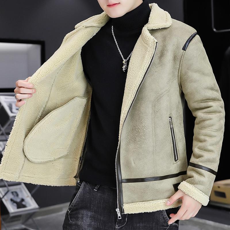 Jackets Winter Thickened Lamb Wool Motorcycle Jacket Turn-MF01384-Veeddydropshipping