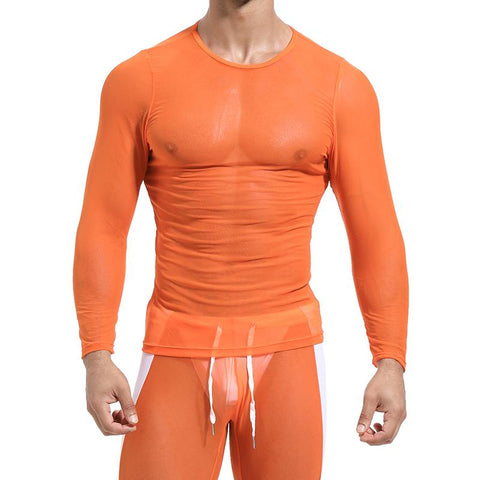 Fishnet Shirt Men Party Perform Streetwear Tops Fitness Riding-MF01593-Veeddydropshipping