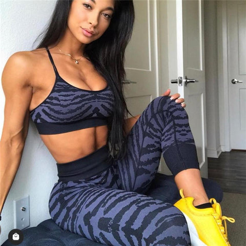 2023 Seamless Tiger Gym Booty Yoga Set Scrunch Squat Proof Leggings Yoga Pants -OS00880-Veeddydropshipping