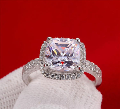 Cushion Synthetic Gem  Solitaire Engagement Ring -JW00401-Veeddydropshipping