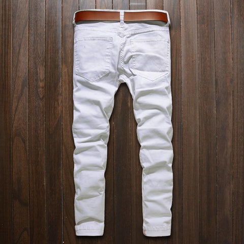 Fashion Biker Runway Hip hop Slim Jeans Knee zipper-MF00544-Veeddydropshipping