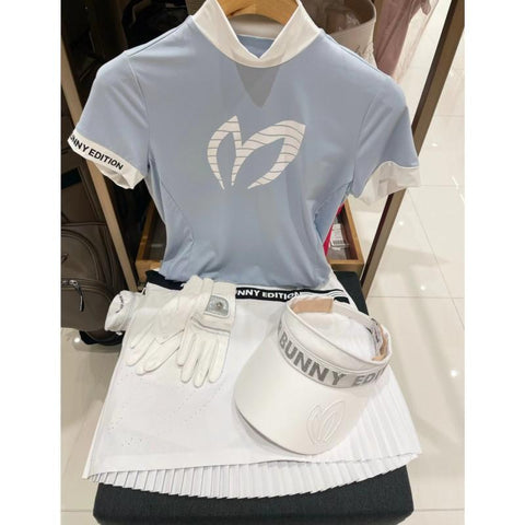 Golf women's summer stand collar short sleeve printed T-shirt side mesh -OS00886-Veeddydropshipping