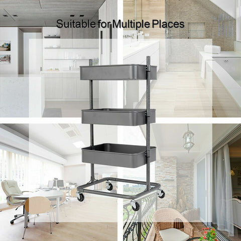 Tier Metal Rolling Utility Cart Storage-HA00899-Veeddydropshipping