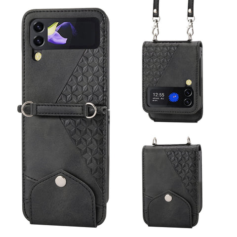 Lanyard Cards Slot Wallet Leather Case for Samsung Galaxy Z Flip 4 3 Flip3 5G-PA00215-Veeddydropshipping