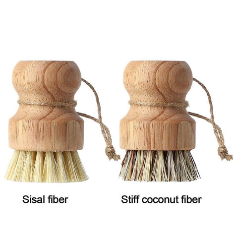 Palm Pot Brush Bamboo Round Mini Scrub Brush-HA01096-Veeddydropshipping