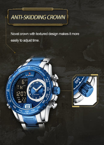 Luxury Brand New Watch Stainless Steel Dual Display Quartz -JW00796-Veeddydropshipping